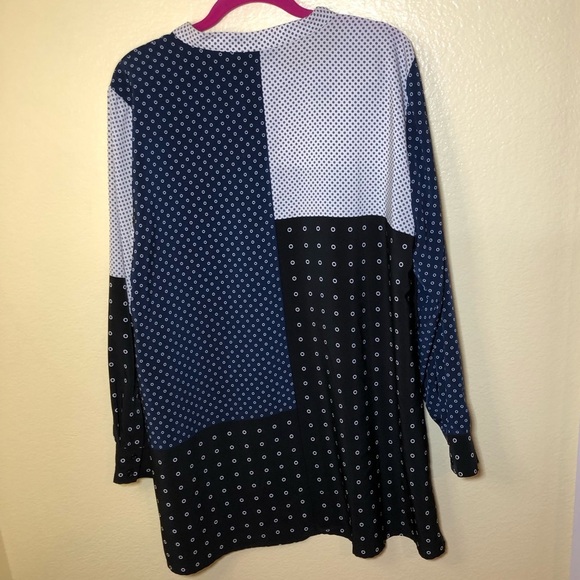 Alfani long sleeve Polka Print Tunic Top Blouse, Colorblock size XL - Picture 7 of 9